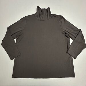 Eileen Fisher Top Womens XL Dark Gray Turtleneck Tencel Lightweight Minimalist